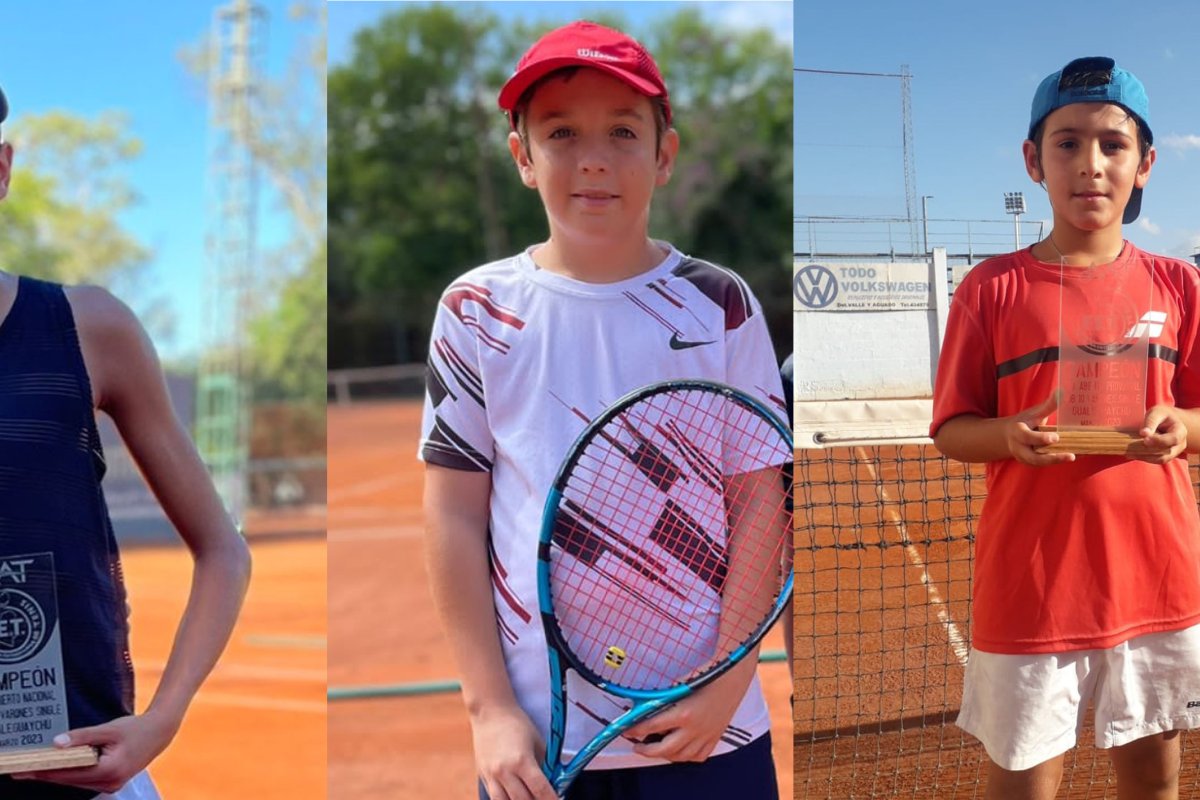 Luciano Cabaña, Thiago Chesini y Valentino Rébora, los campeones.
