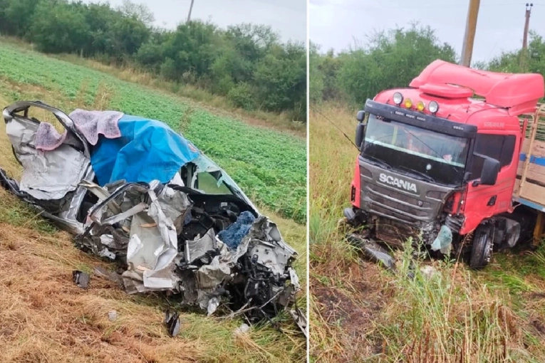 Tres personas murieron tras impresionante choque entre un camión y un auto en Ruta 12