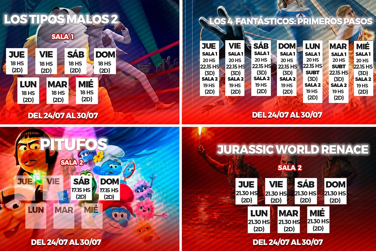 Cartelera del 24 al 30 de julio