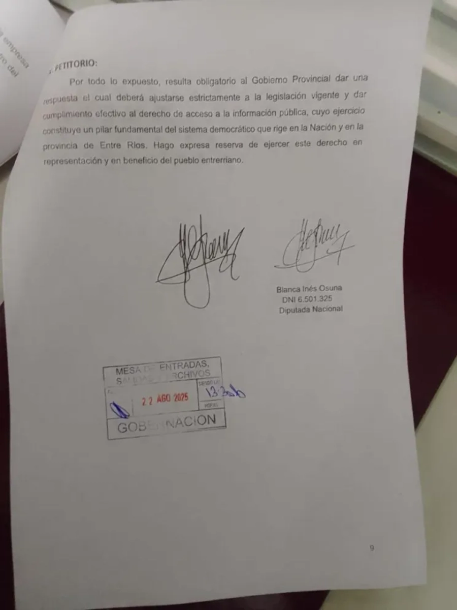 Blanca Osuna ingres&oacute; un reclamo administrativo en la Casa de Gobierno de Entre R&iacute;os