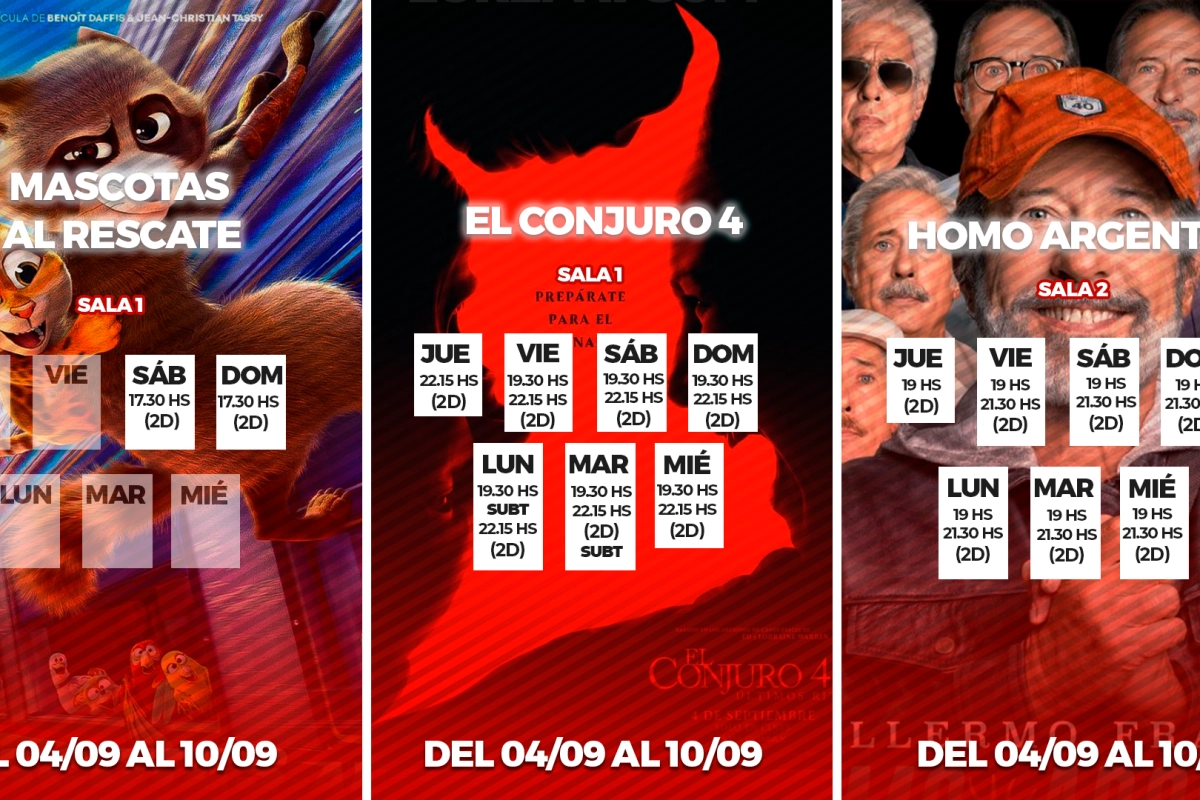 Cartelera de estrenos del 4 al 10 de septiembre