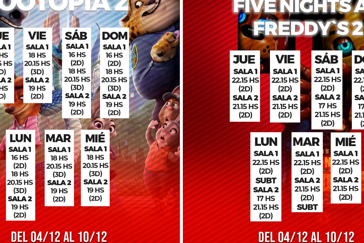 Cartelera de cine del 4 al 10 de diciembre