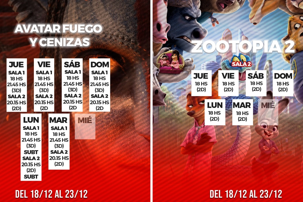 Cartelera del 18 al 23 de diciembre