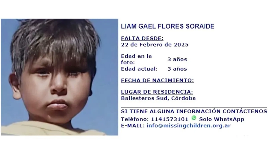 <i>Cualquier dato sobre Lian Flores tambi&eacute;n puede informarse al 911 y a la Unidad Judicial de Bell Ville </i>