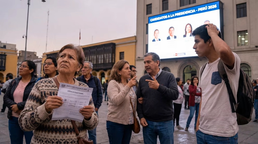 <i>Ciudadanos peruanos con c&eacute;dulas electorales en mano </i>